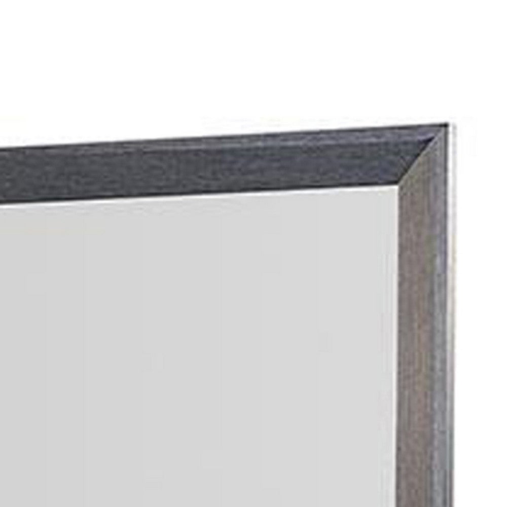Kizie Dresser Mirror, Classic Weathered Black Solid Rubberwood 42 Inch -BM333810