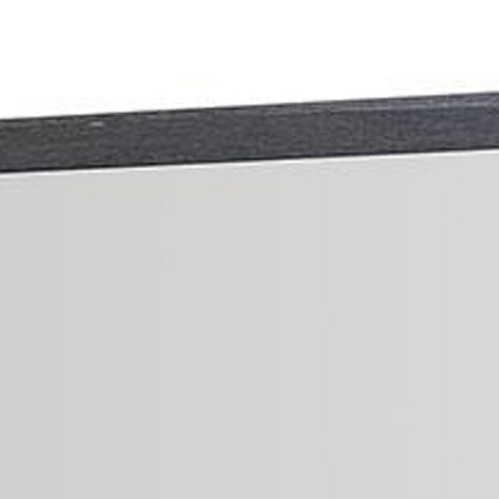 Kizie Dresser Mirror, Classic Weathered Black Solid Rubberwood 42 Inch -BM333810