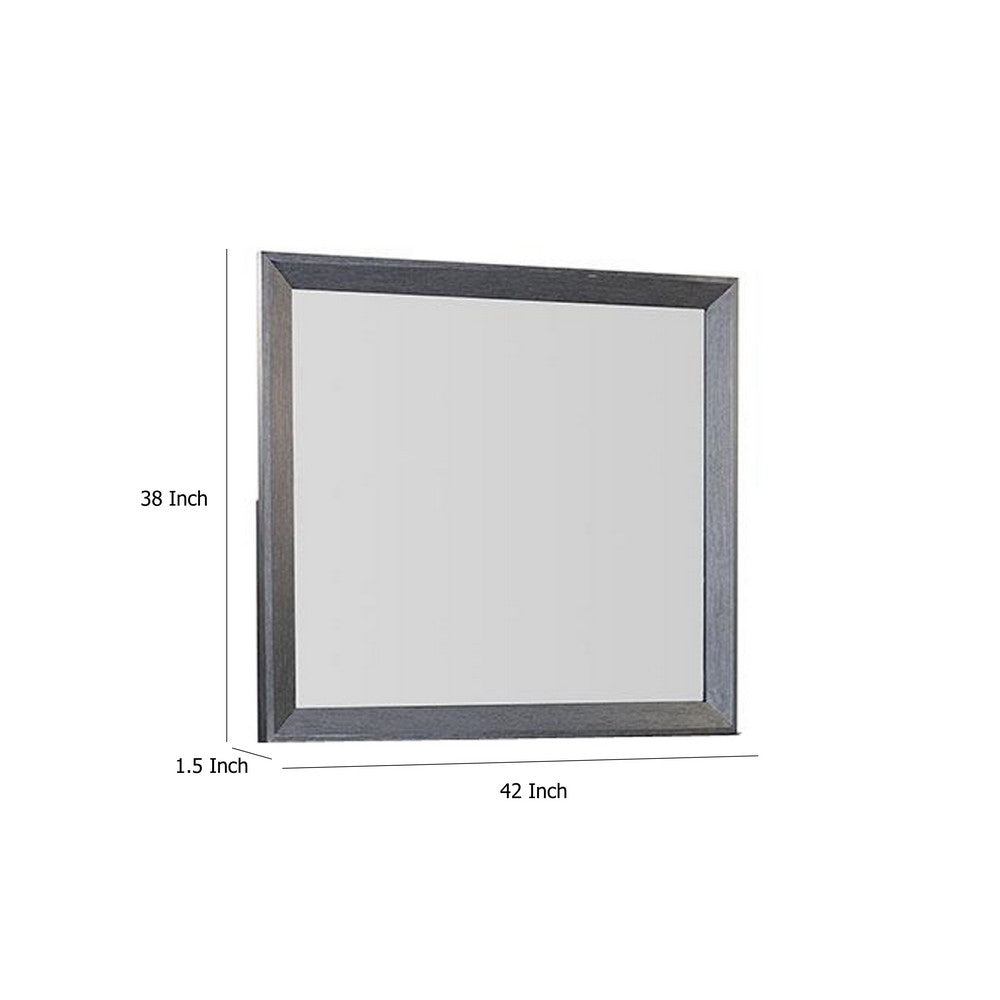 Kizie Dresser Mirror, Classic Weathered Black Solid Rubberwood 42 Inch -BM333810