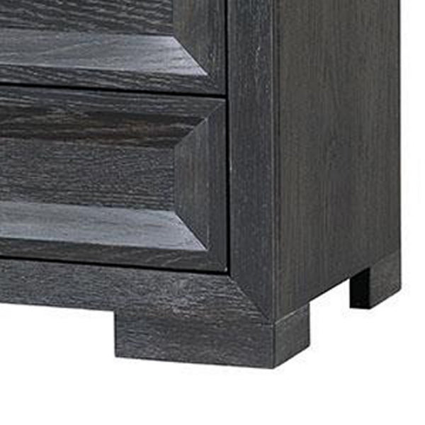 Kizie Oversized Nightstand, USB A-C, 3 Drawer, 38 Inch Weathered Black -BM333812
