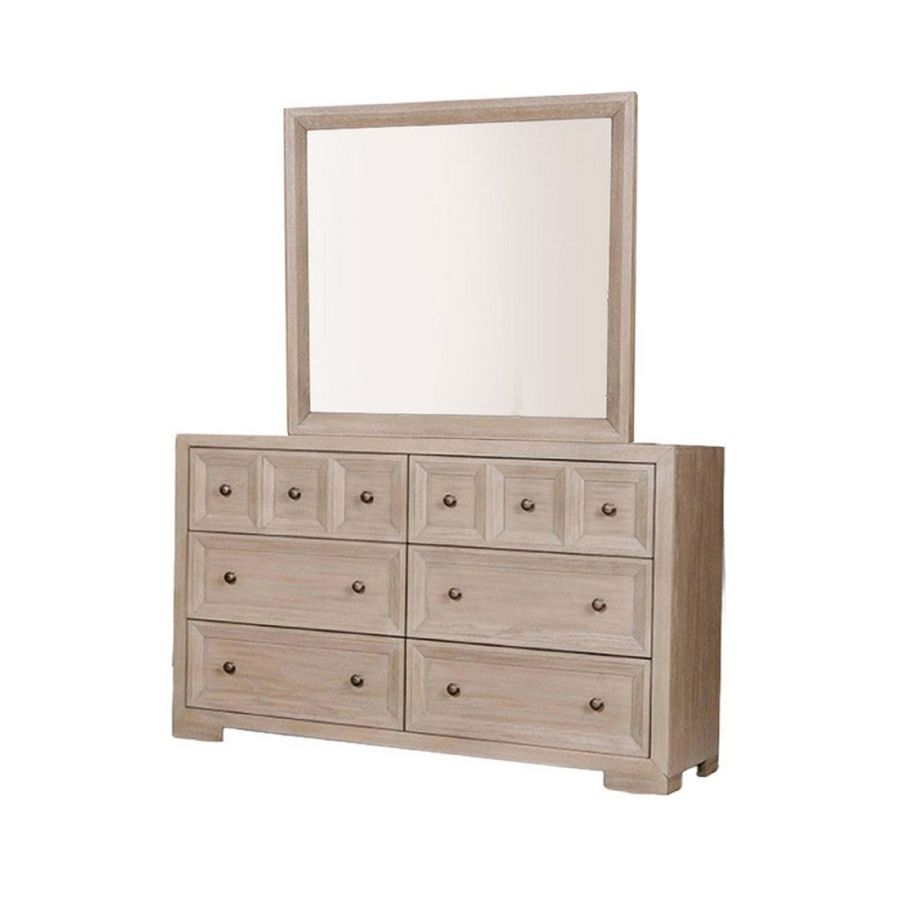 Benzara Kizie Dresser Mirror, Modern Classic Oak Beige Solid Wood, 42 Inch -| BM333815 Benzara.com Benzara Kizie Dresser Mirror, Modern Classic Oak Beige Solid Wood, 42 Inch -| BM333815 Benzara.com