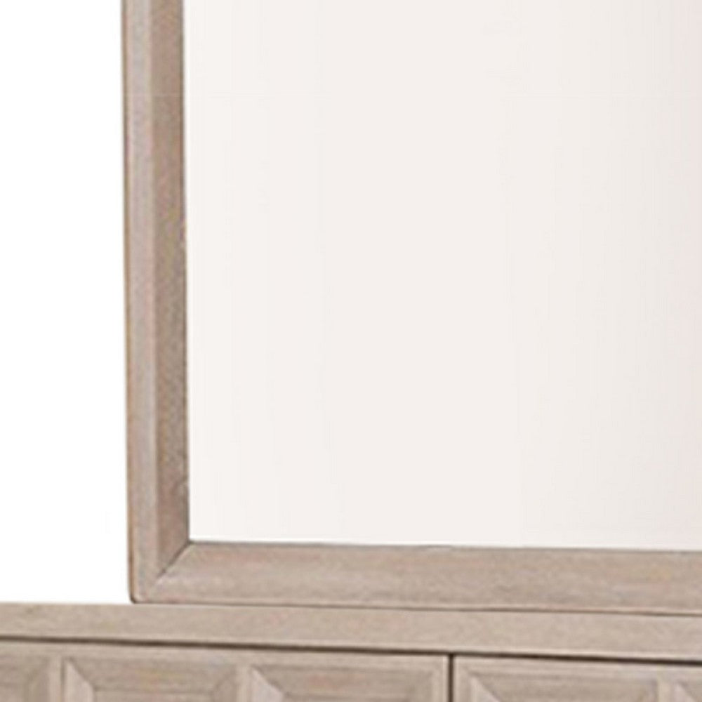 Kizie Dresser Mirror, Modern Classic Oak Beige Solid Wood, 42 Inch -BM333815