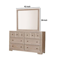 Kizie Dresser Mirror, Modern Classic Oak Beige Solid Wood, 42 Inch -BM333815