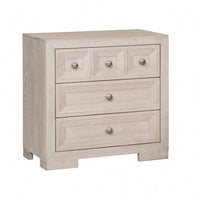 Kizie Nightstand, USB, 3 Drawers, Bronze, Beige Solid Wood, 28 Inch -BM333816