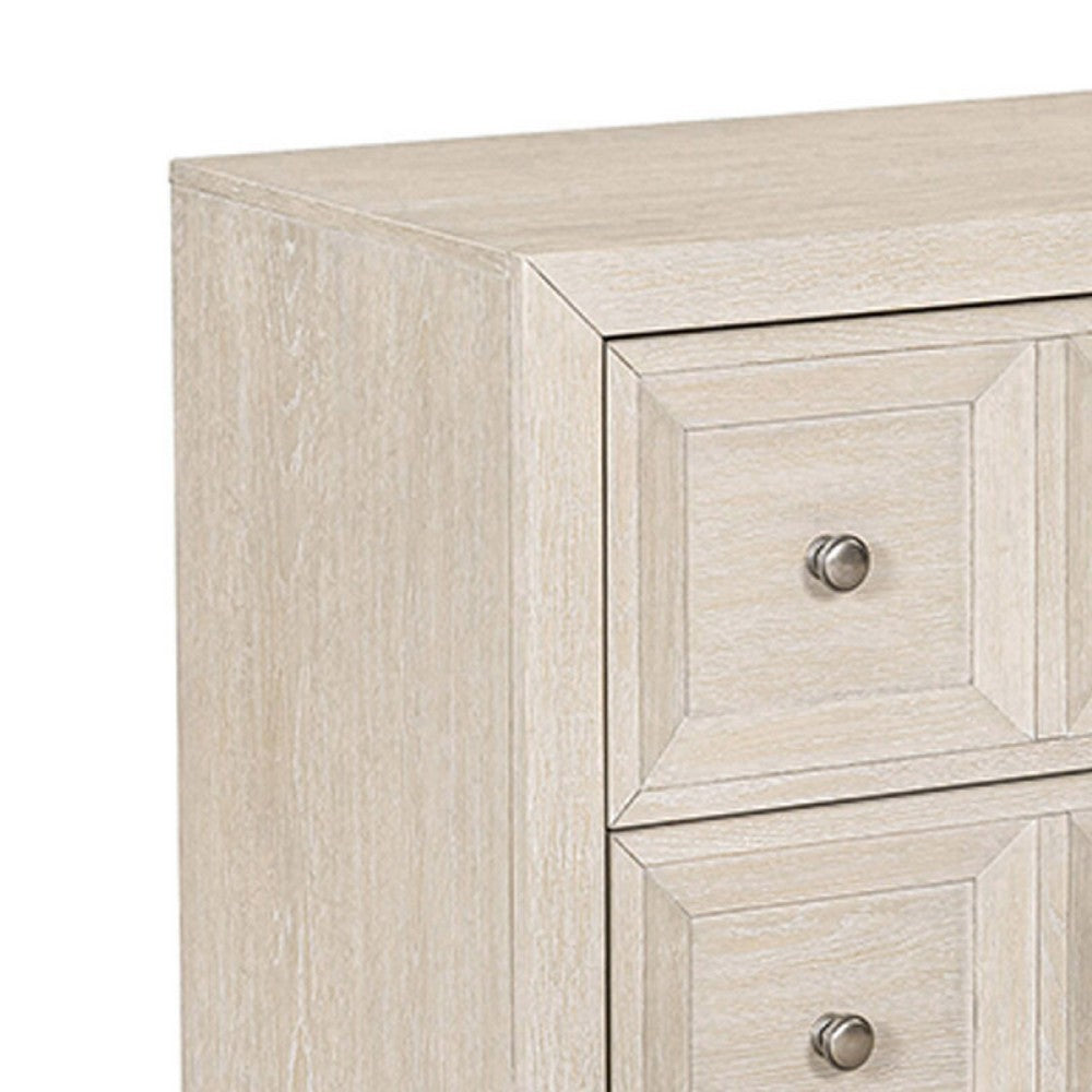 Kizie Oversized Nightstand, USB A-C, 2 Drawers, Bronze, Beige, 38 Inch -BM333817
