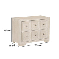Kizie Oversized Nightstand, USB A-C, 2 Drawers, Bronze, Beige, 38 Inch -BM333817