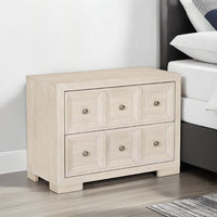 Kizie Oversized Nightstand, USB A-C, 2 Drawers, Bronze, Beige, 38 Inch -BM333817