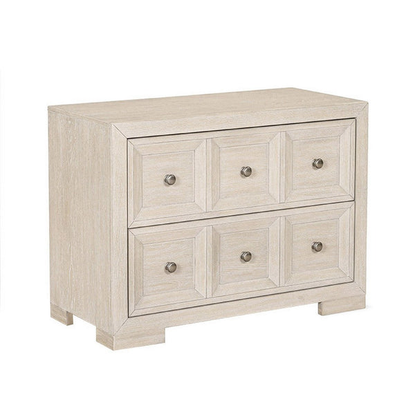 Kizie Oversized Nightstand, USB A-C, 2 Drawers, Bronze, Beige, 38 Inch -BM333817