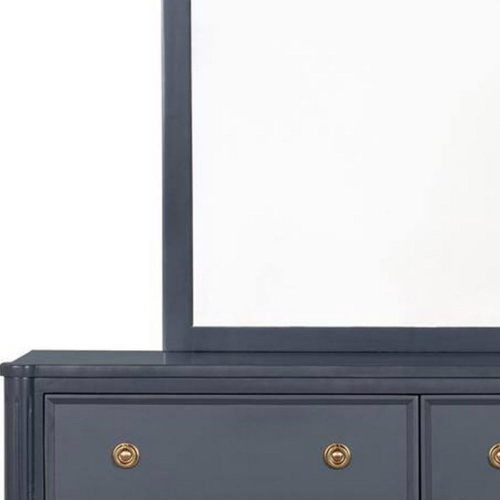 Alta Dresser Mirror, Subtle French Design, Blue Solid Wood, 40 Inch -BM333820