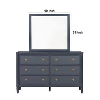 Alta Dresser Mirror, Subtle French Design, Blue Solid Wood, 40 Inch -BM333820