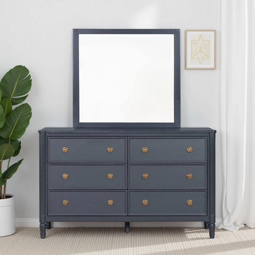 Alta Dresser Mirror, Subtle French Design, Blue Solid Wood, 40 Inch -BM333820