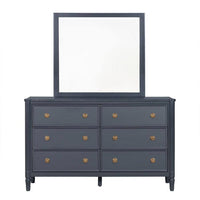 Alta Dresser Mirror, Subtle French Design, Blue Solid Wood, 40 Inch -BM333820