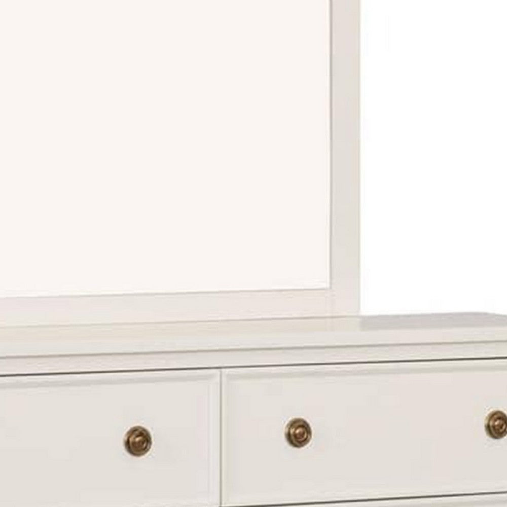 Alta Dresser Mirror, Classic French Design, White Solid Wood, 40 Inch -BM333824