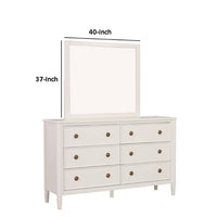 Alta Dresser Mirror, Classic French Design, White Solid Wood, 40 Inch -BM333824