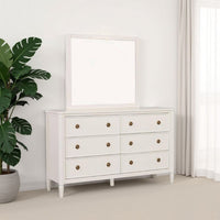 Alta Dresser Mirror, Classic French Design, White Solid Wood, 40 Inch -BM333824