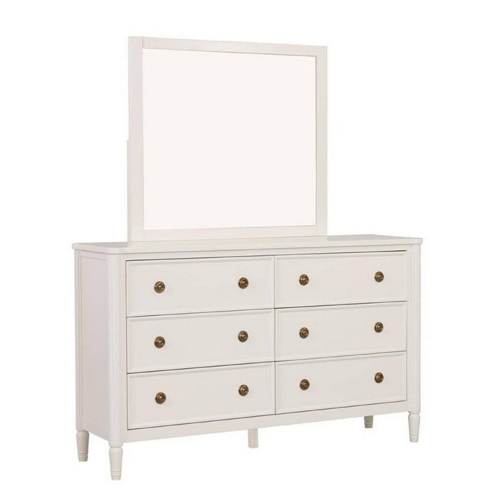 Alta Dresser Mirror, Classic French Design, White Solid Wood, 40 Inch -BM333824