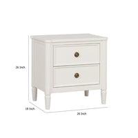 Alta Nightstand, 2 Drawers, USB A-C, Gold, White Solid Wood, 26 Inch -BM333825