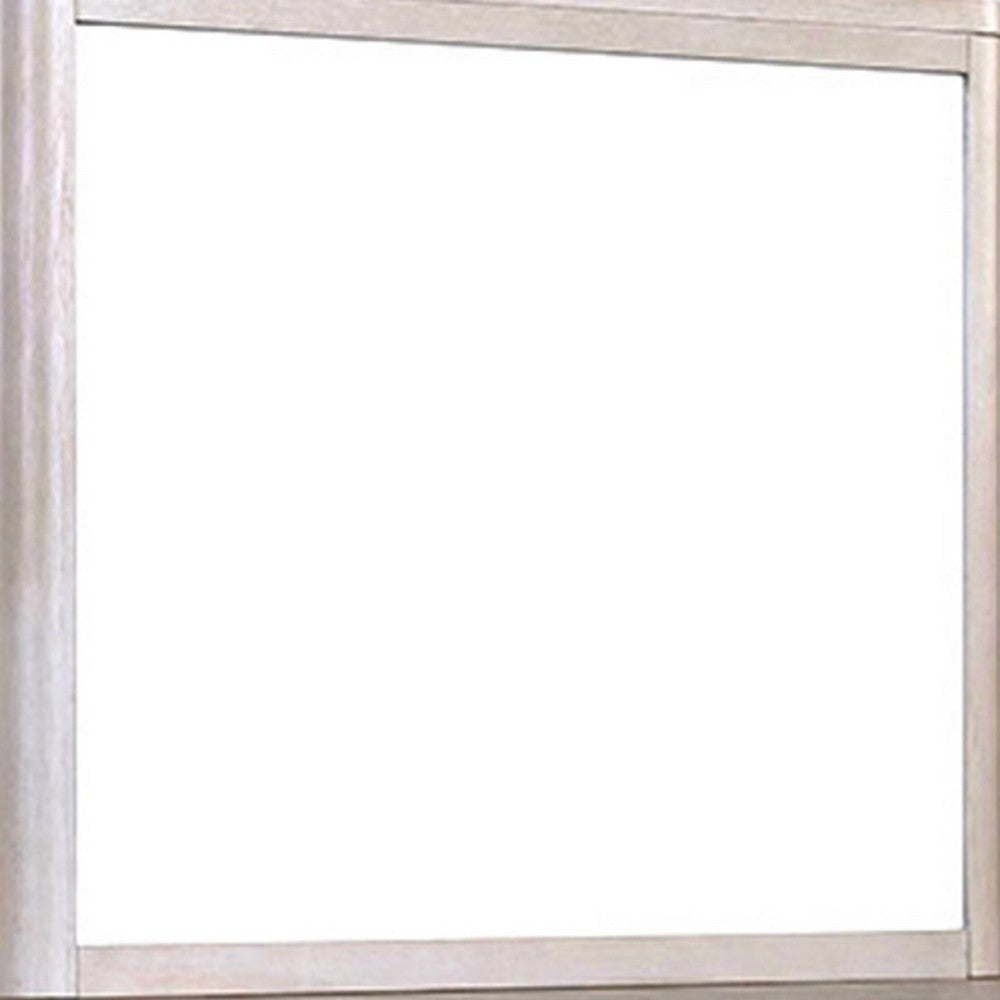 Reham Dresser Mirror, White Wash Brown Solid Wood, Oak Veneer, 38x42 -BM333828