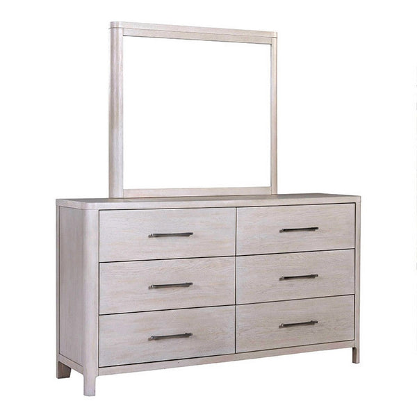 Reham Dresser Mirror, White Wash Brown Solid Wood, Oak Veneer, 38x42 -BM333828