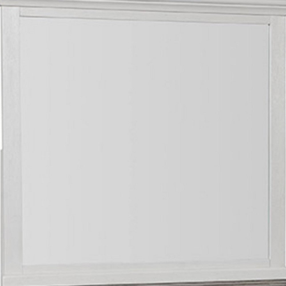 Hamps Dresser Mirror, White Solid Wood, Subtle Frame Details, 38x42 -BM333832