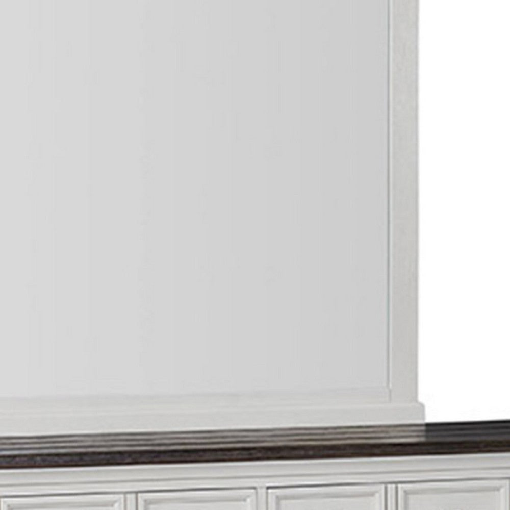 Hamps Dresser Mirror, White Solid Wood, Subtle Frame Details, 38x42 -BM333832