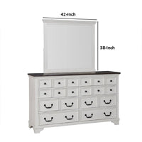 Hamps Dresser Mirror, White Solid Wood, Subtle Frame Details, 38x42 -BM333832