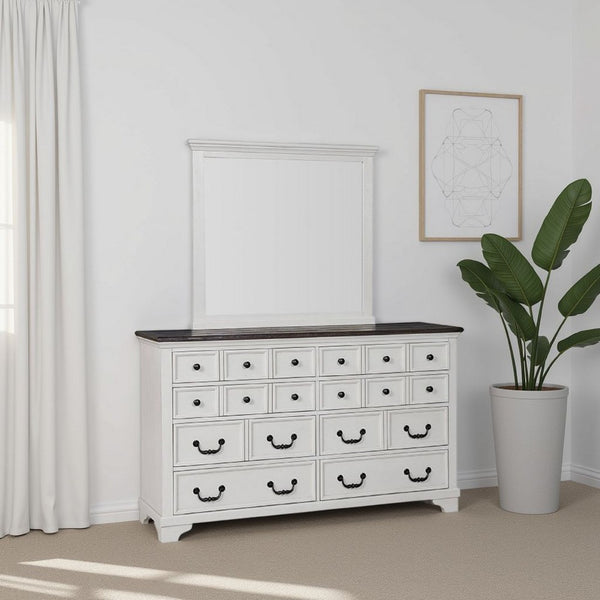 Hamps Dresser Mirror, White Solid Wood, Subtle Frame Details, 38x42 -BM333832