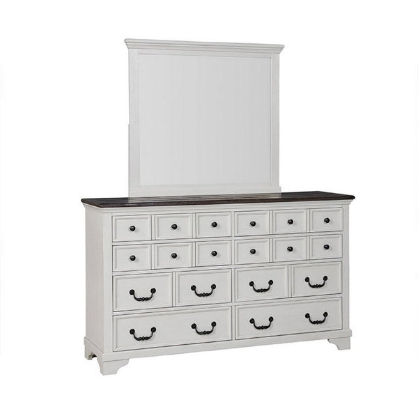 Hamps Dresser Mirror, White Solid Wood, Subtle Frame Details, 38x42 -BM333832