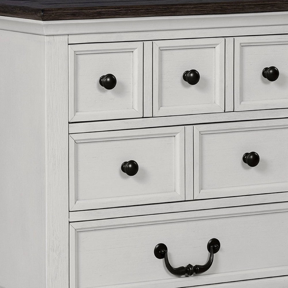 Hamps Nightstand, USB A-C, 3 Drawers, White and Dark Brown, 28 Inch -BM333833