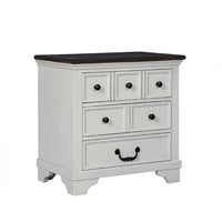Hamps Nightstand, USB A-C, 3 Drawers, White and Dark Brown, 28 Inch -BM333833