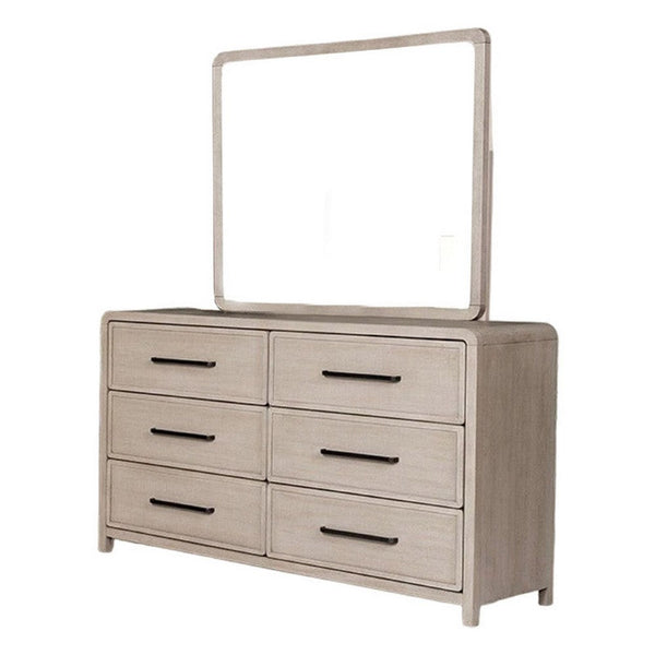 Giva Dresser Mirror, Rounded Edges, Natural Oak Beige Solid Wood 37x40 -BM333836