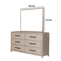 Giva Dresser Mirror, Rounded Edges, Natural Oak Beige Solid Wood 37x40 -BM333836