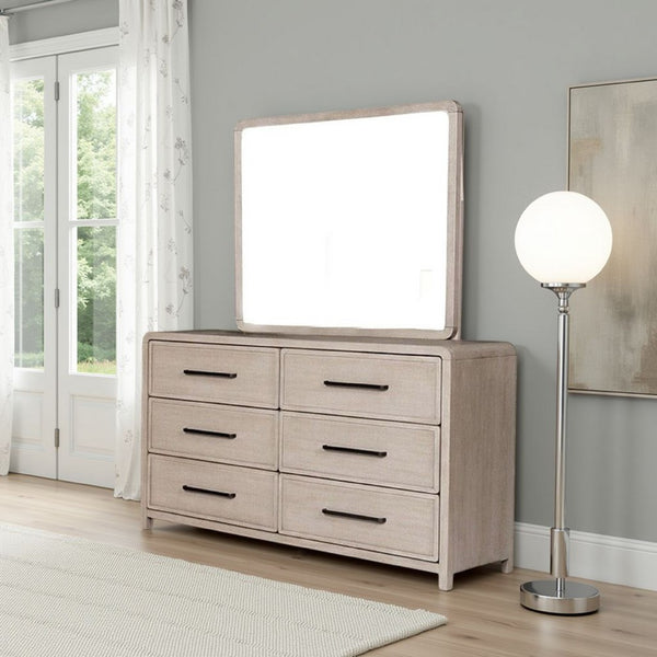 Giva Dresser Mirror, Rounded Edges, Natural Oak Beige Solid Wood 37x40 -BM333836