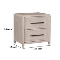 Giva Nightstand, 2 Drawers, USB A-C, Natural Oak Beige Finish, 24 Inch -BM333837
