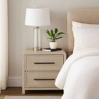 Giva Nightstand, 2 Drawers, USB A-C, Natural Oak Beige Finish, 24 Inch -BM333837