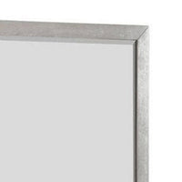 Rizvi Wall Mount Dresser Mirror, Beveled Accent, Gray Solid Wood 36x40 -BM333840