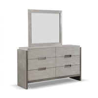 Rizvi Wall Mount Dresser Mirror, Beveled Accent, Gray Solid Wood 36x40 -BM333840