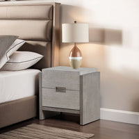 Rizvi Nightstand, 2 Drawers, Dustproof Cases, Gray Solid Wood 26 Inch -BM333841