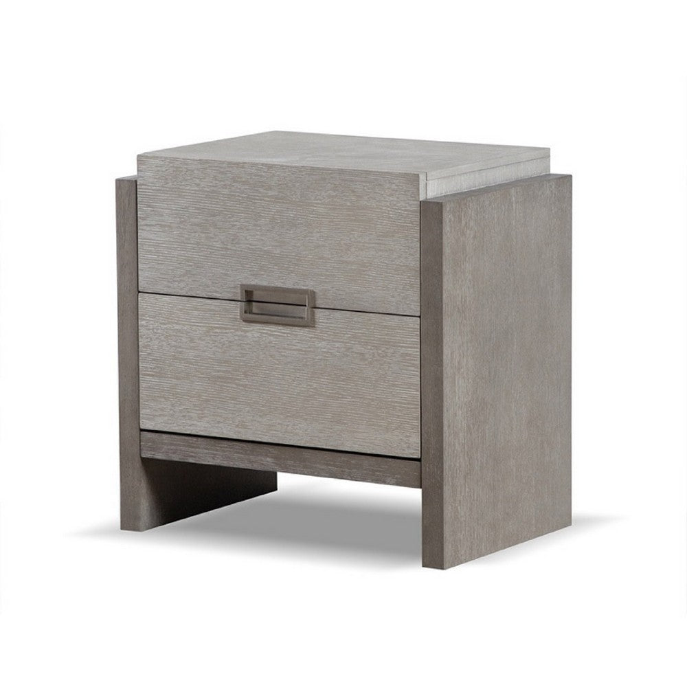 Rizvi Nightstand, 2 Drawers, Dustproof Cases, Gray Solid Wood 26 Inch -BM333841