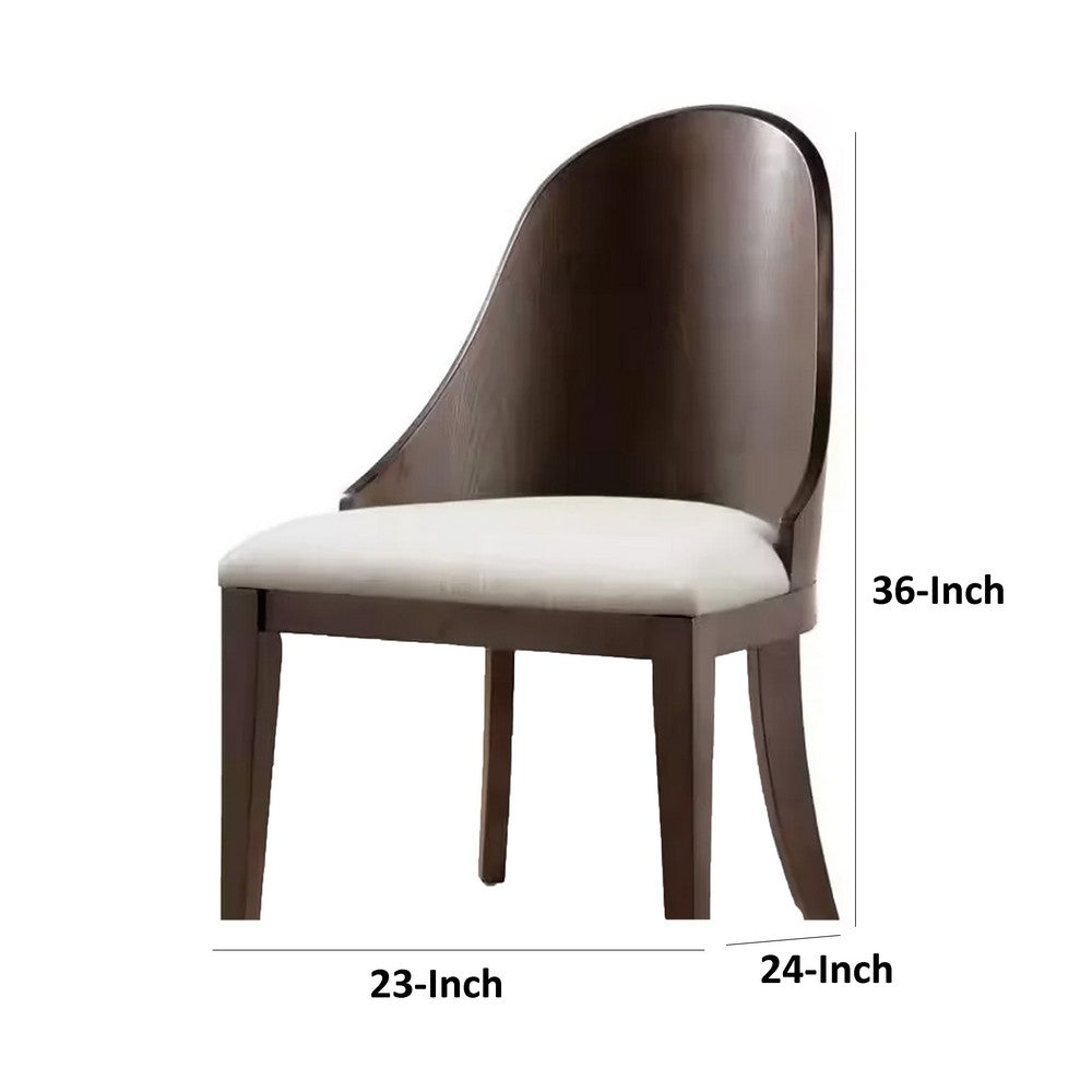 Mordy Side Dining Chair Set of 2, Curve Panel Back, Off White Fabric -BM333842
