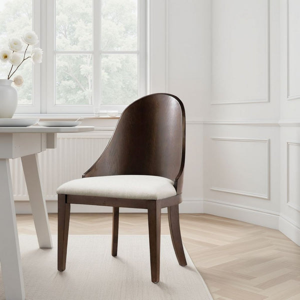 Mordy Side Dining Chair Set of 2, Curve Panel Back, Off White Fabric -BM333842