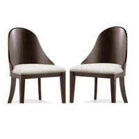 Mordy Side Dining Chair Set of 2, Curve Panel Back, Off White Fabric -BM333842