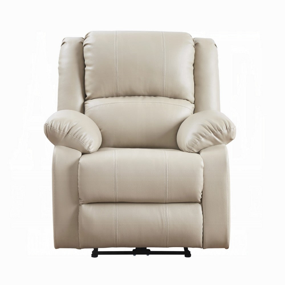 Zuru Power Reclining Chair, Pillow Top Armrests, Beige Faux Leather -BM333857