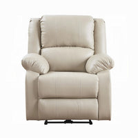 Zuru Power Reclining Chair, Pillow Top Armrests, Beige Faux Leather -BM333857