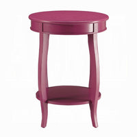Round Accent End Table with a Storage Shelf, 18 Inch, Hot Pink Wood -BM333859