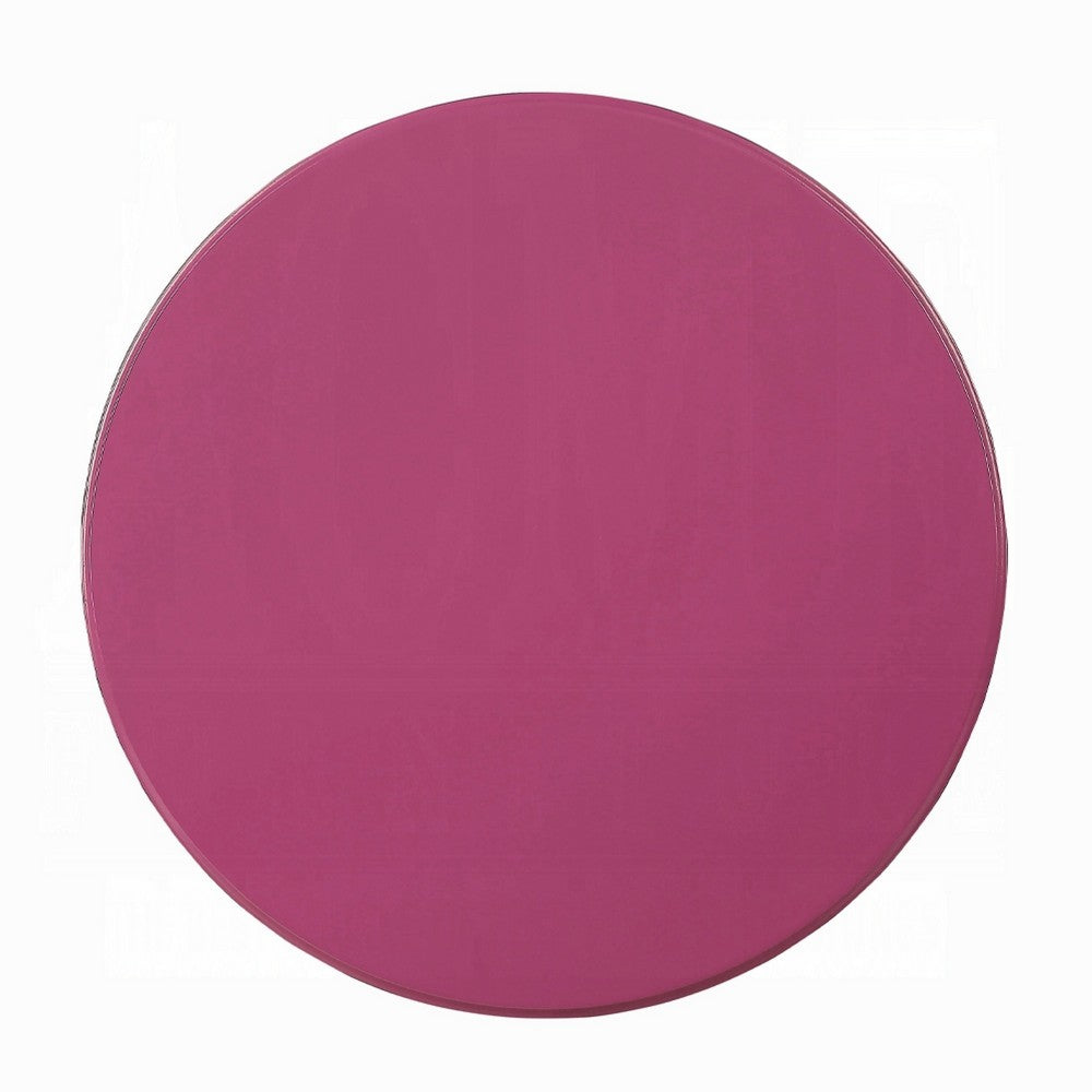 Round Accent End Table with a Storage Shelf, 18 Inch, Hot Pink Wood -BM333859