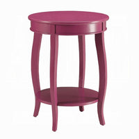 Round Accent End Table with a Storage Shelf, 18 Inch, Hot Pink Wood -BM333859