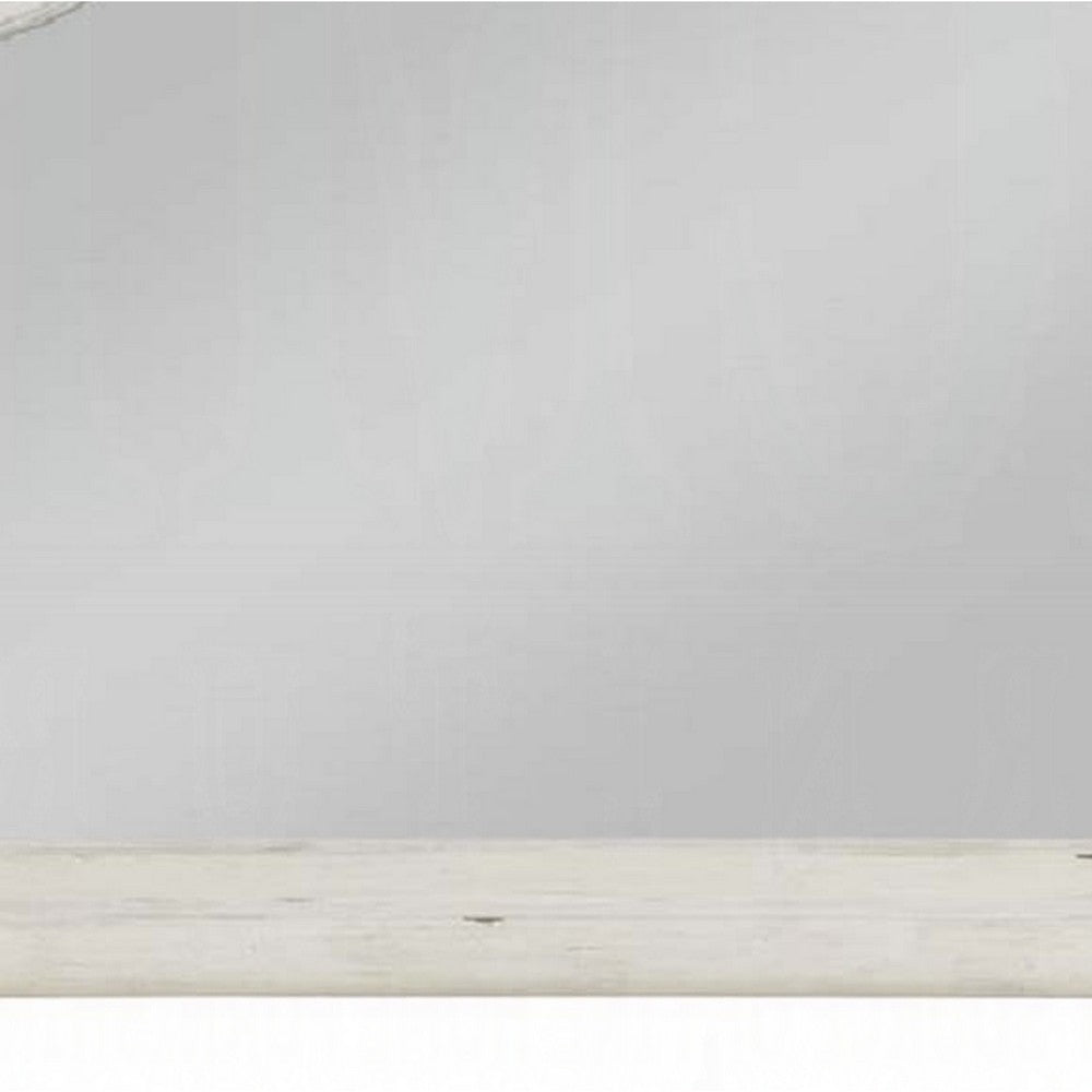 Wall Mount Dresser Mirror, Beveled Glass, 38x47, Rustic Washed White -BM333861