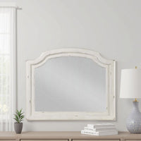 Wall Mount Dresser Mirror, Beveled Glass, 38x47, Rustic Washed White -BM333861