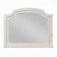 Wall Mount Dresser Mirror, Beveled Glass, 38x47, Rustic Washed White -BM333861
